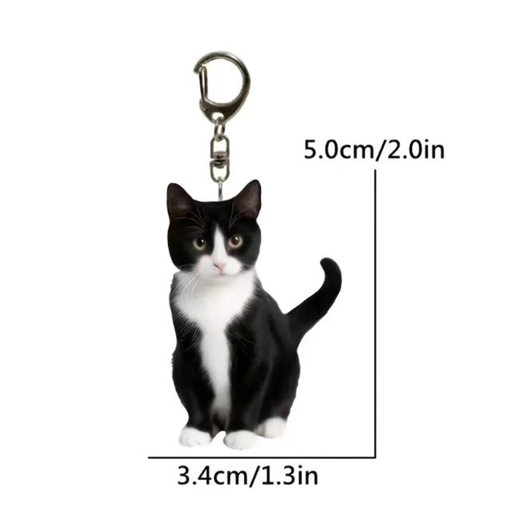 Acrylic Cat Key Chains Kitten Car Rearview Mirror Pendant Car Purse Bag Rings Pendant Cat Key Ornament for Car Interior Image 4