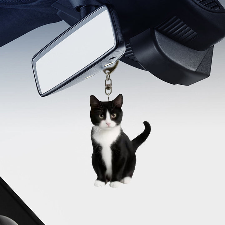 Acrylic Cat Key Chains Kitten Car Rearview Mirror Pendant Car Purse Bag Rings Pendant Cat Key Ornament for Car Interior Image 6