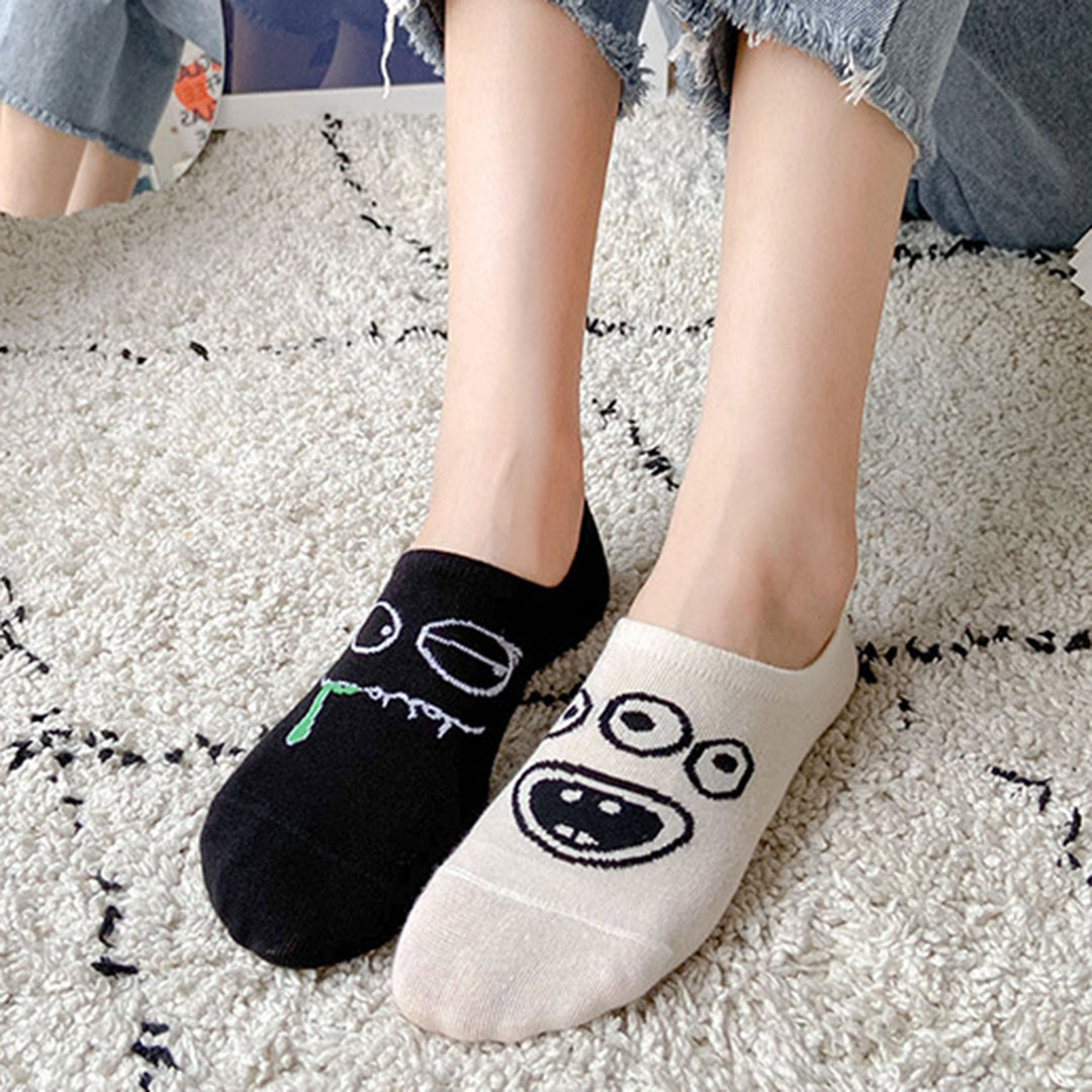 5 Pairs Low Cut Ankle Socks Funny Cartoon Print Boat Socks Casual Thin Ankle Short Cotton Socks for Summer Daily Wear Image 3