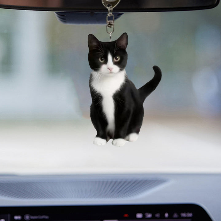 Acrylic Cat Key Chains Kitten Car Rearview Mirror Pendant Car Purse Bag Rings Pendant Cat Key Ornament for Car Interior Image 8