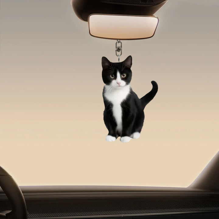 Acrylic Cat Key Chains Kitten Car Rearview Mirror Pendant Car Purse Bag Rings Pendant Cat Key Ornament for Car Interior Image 10