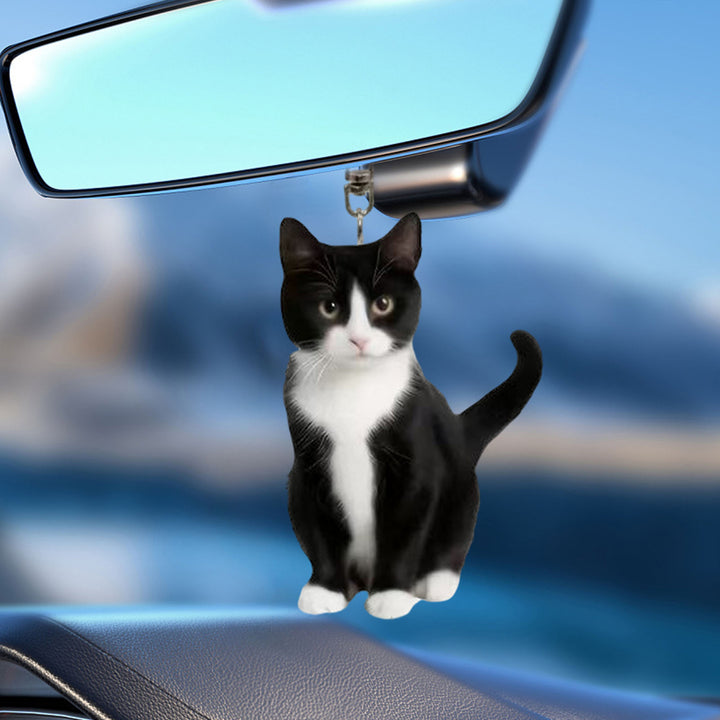 Acrylic Cat Key Chains Kitten Car Rearview Mirror Pendant Car Purse Bag Rings Pendant Cat Key Ornament for Car Interior Image 11