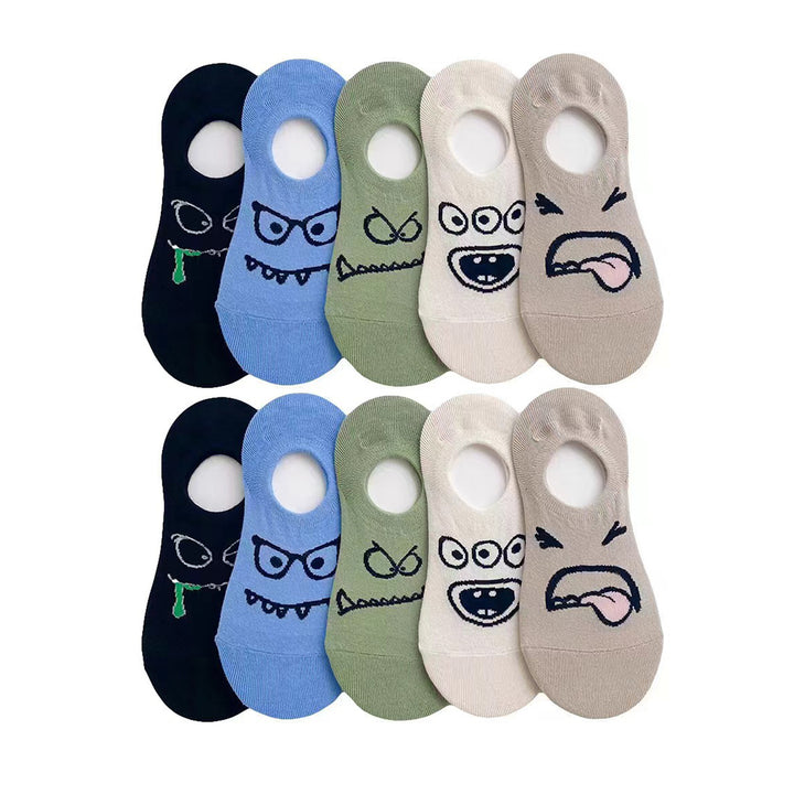 5 Pairs Low Cut Ankle Socks Funny Cartoon Print Boat Socks Casual Thin Ankle Short Cotton Socks for Summer Daily Wear Image 4