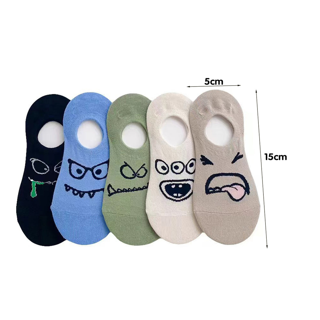 5 Pairs Low Cut Ankle Socks Funny Cartoon Print Boat Socks Casual Thin Ankle Short Cotton Socks for Summer Daily Wear Image 6