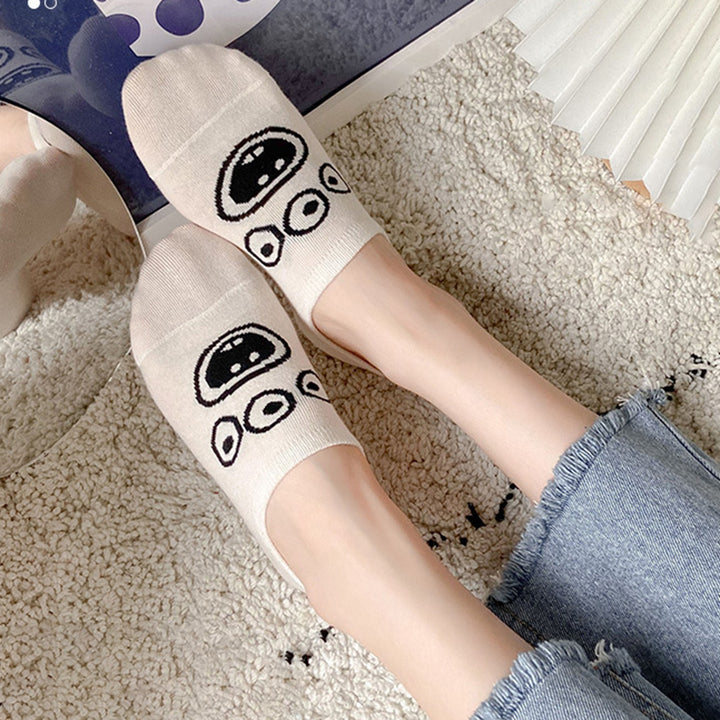 5 Pairs Low Cut Ankle Socks Funny Cartoon Print Boat Socks Casual Thin Ankle Short Cotton Socks for Summer Daily Wear Image 7