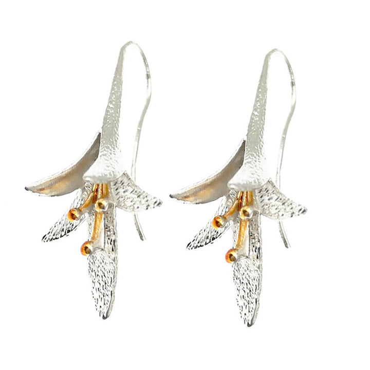 Evening Party Vintage Lily Flower Dangle Women Ear Hook Earrings Jewelry Gift Image 4