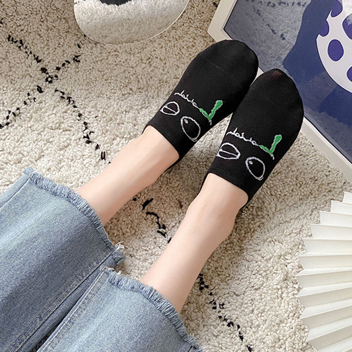 5 Pairs Low Cut Ankle Socks Funny Cartoon Print Boat Socks Casual Thin Ankle Short Cotton Socks for Summer Daily Wear Image 8