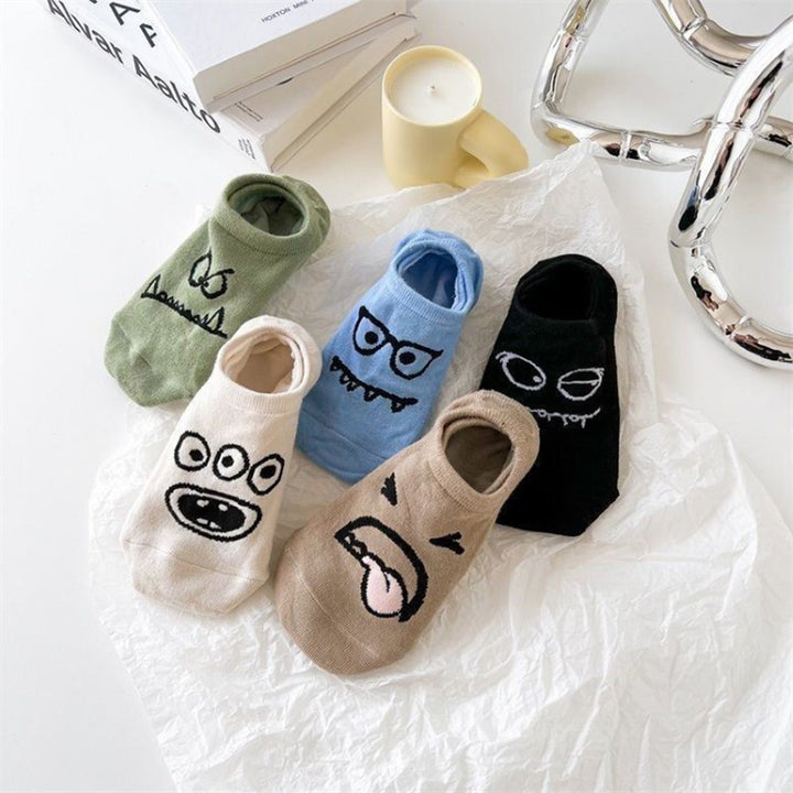 5 Pairs Low Cut Ankle Socks Funny Cartoon Print Boat Socks Casual Thin Ankle Short Cotton Socks for Summer Daily Wear Image 10