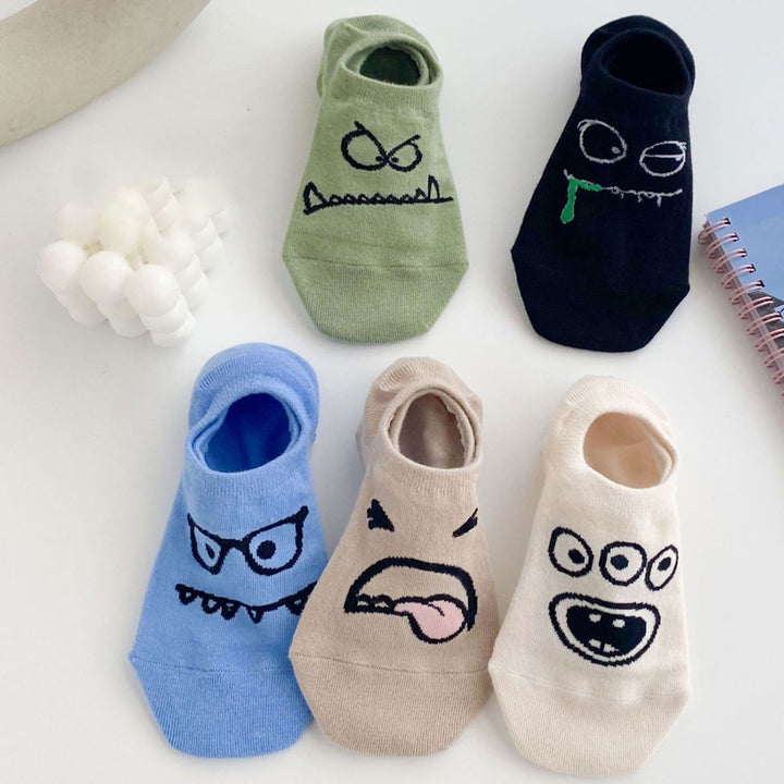 5 Pairs Low Cut Ankle Socks Funny Cartoon Print Boat Socks Casual Thin Ankle Short Cotton Socks for Summer Daily Wear Image 12