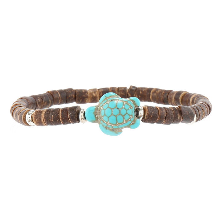 5 Pcs Braided Bracelet Set Weaving Wooden Bead Decor Turtle Pendant Bohemian Style Faux Turquoise Stone Stone Bracelet Image 10