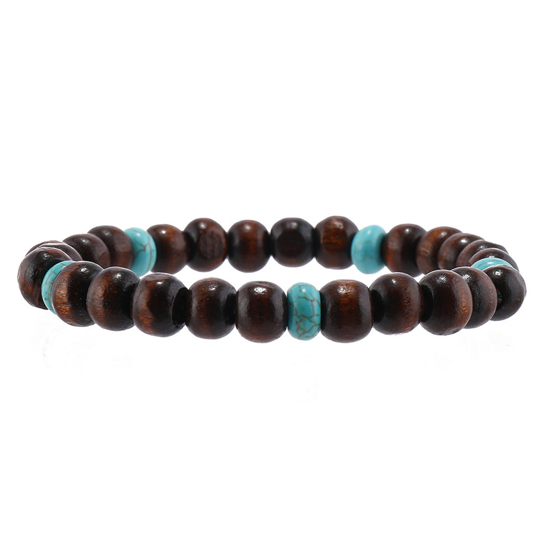 5 Pcs Braided Bracelet Set Weaving Wooden Bead Decor Turtle Pendant Bohemian Style Faux Turquoise Stone Stone Bracelet Image 12