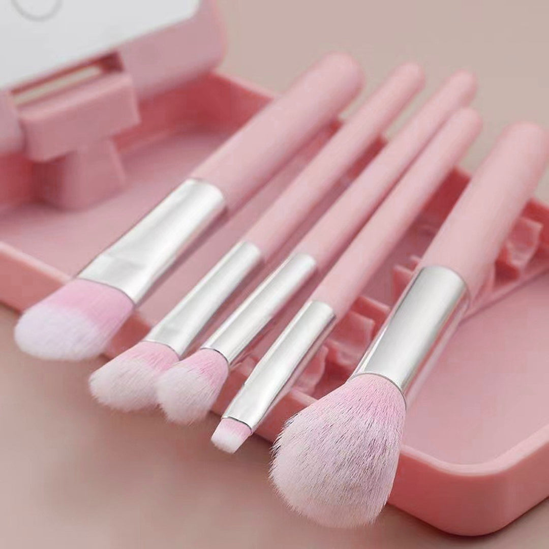 1 Set Makeup Brush LED Mirror Box Foundation Loose Powder Eye Nose Shadow Cosmetic Brush Portable Travel Women Girls Image 7