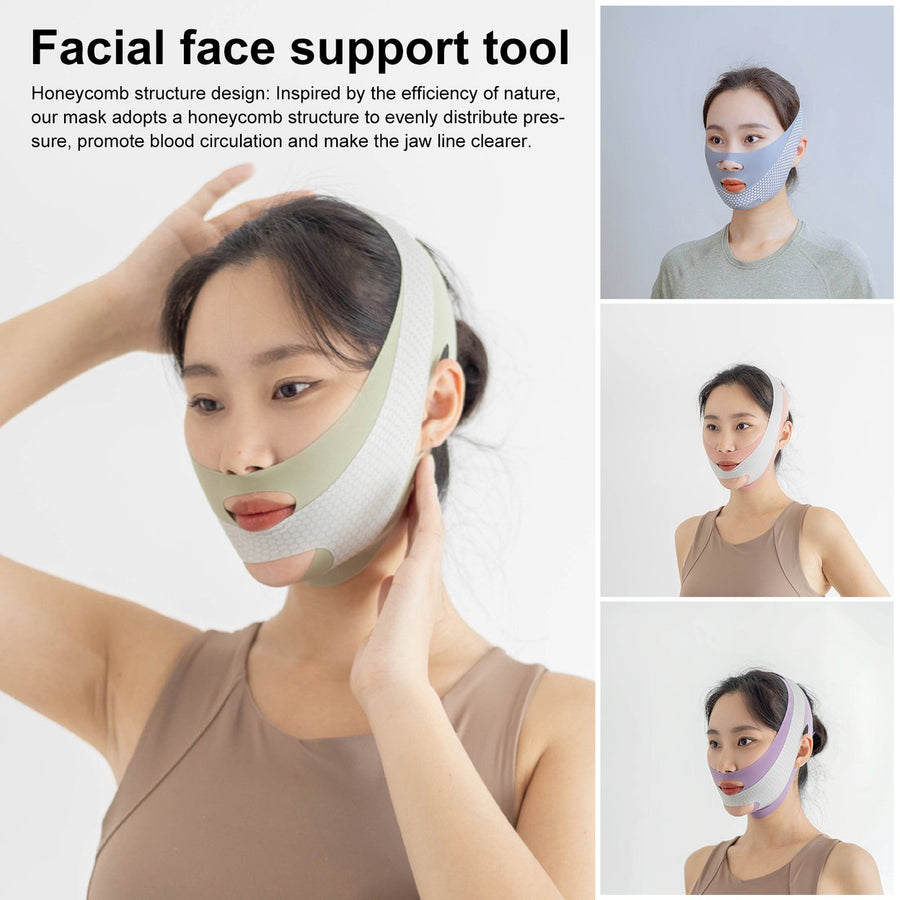 Face Lifting Strap V Line Innovative Honeycomb Structure Double Chin Strap Adjustable Breathable Beauty Bandage Skin Image 1