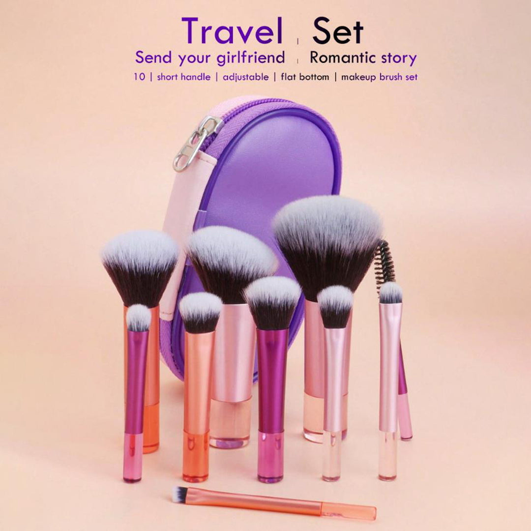 10Pcs/Set Portable Makeup Brush Kit with Storage Bag Foundation Loose Powder Eye Shadow Blush Cosmetic Brush Travel Image 1