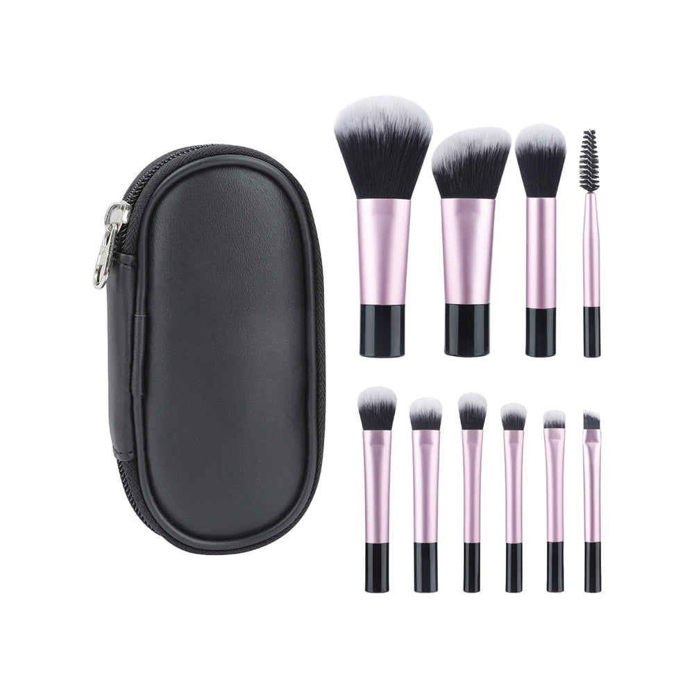 10Pcs/Set Portable Makeup Brush Kit with Storage Bag Foundation Loose Powder Eye Shadow Blush Cosmetic Brush Travel Image 2