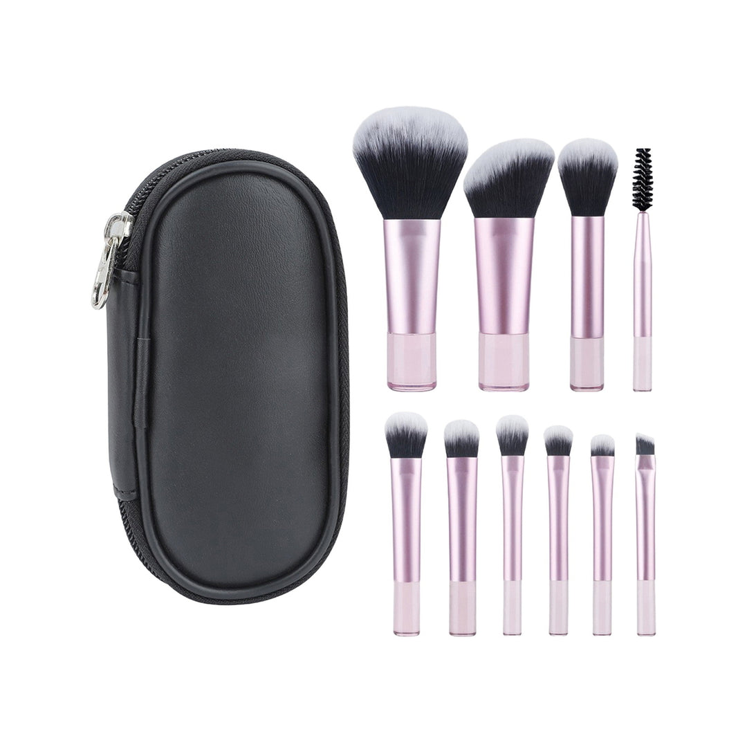 10Pcs/Set Portable Makeup Brush Kit with Storage Bag Foundation Loose Powder Eye Shadow Blush Cosmetic Brush Travel Image 3