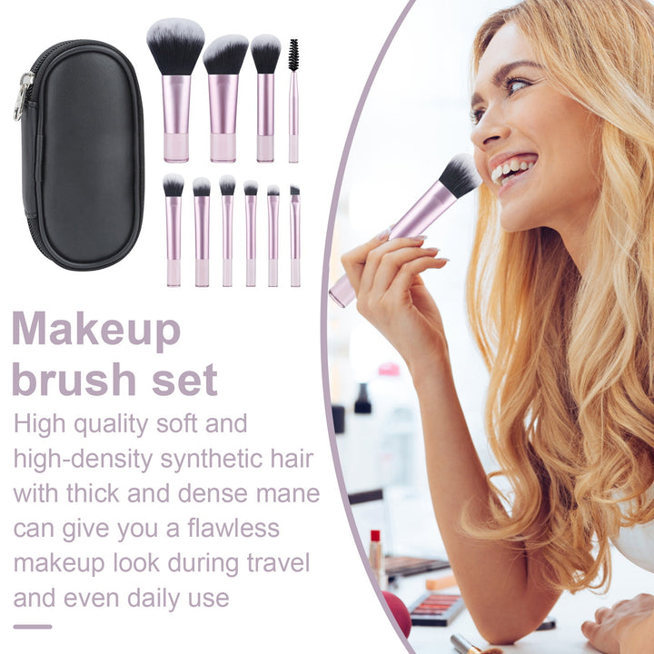 10Pcs/Set Portable Makeup Brush Kit with Storage Bag Foundation Loose Powder Eye Shadow Blush Cosmetic Brush Travel Image 8