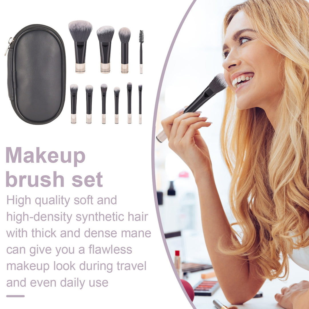 10Pcs/Set Portable Makeup Brush Kit with Storage Bag Foundation Loose Powder Eye Shadow Blush Cosmetic Brush Travel Image 11