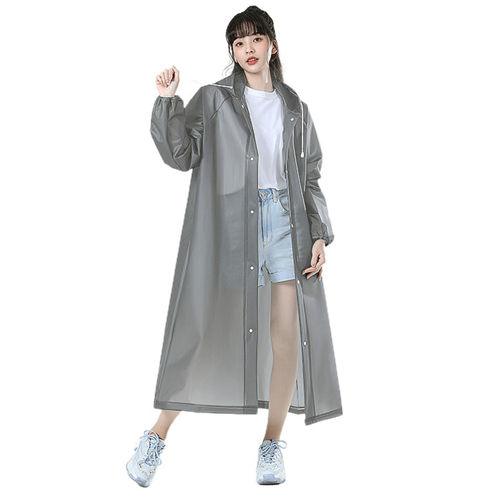 Adult Raincoat Hooded Mid-Length Waterproof Long Sleeve Rain Ponchos Drawstring Tear-Resistant Rain Gear for Daily Image 3