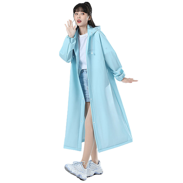 Adult Raincoat Hooded Mid-Length Waterproof Long Sleeve Rain Ponchos Drawstring Tear-Resistant Rain Gear for Daily Image 6