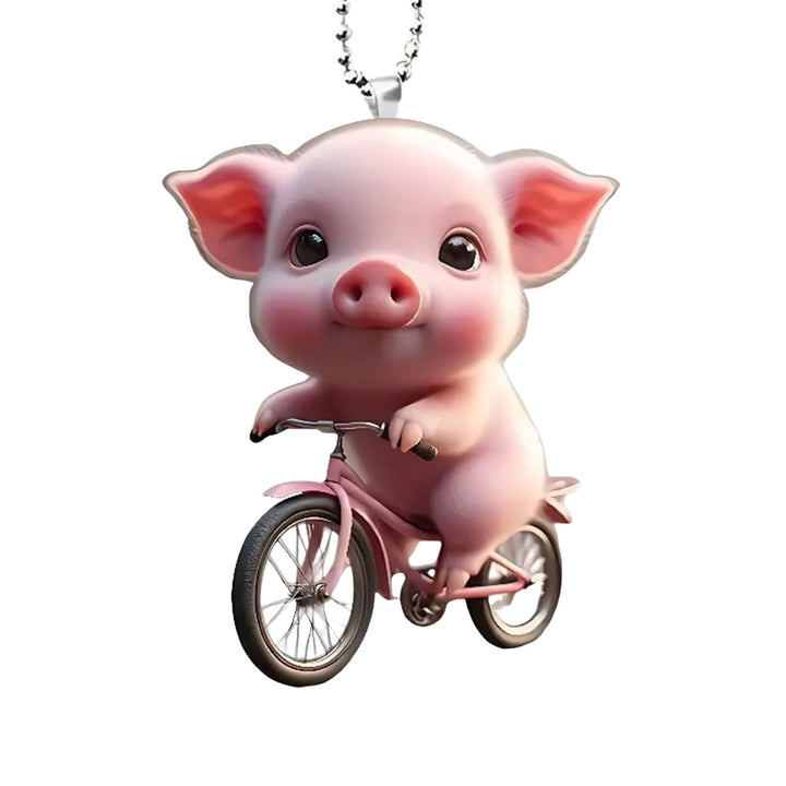 Acrylic Cartoon Pig Hanging Decoration with Bead Chain Car Rearview Mirror Pig Ornament Keychain Backpack Animal Pendant Image 6