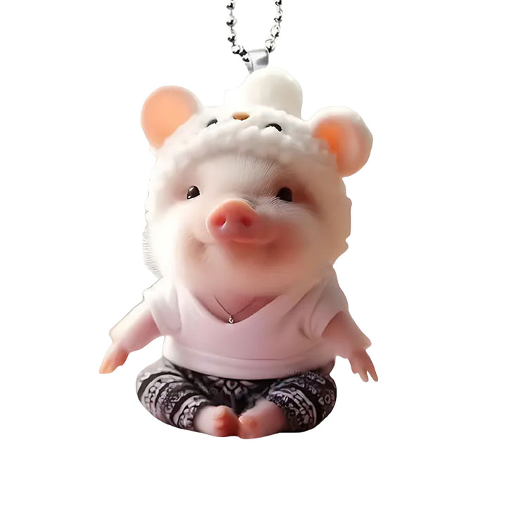 Acrylic Cartoon Pig Hanging Decoration with Bead Chain Car Rearview Mirror Pig Ornament Keychain Backpack Animal Pendant Image 10