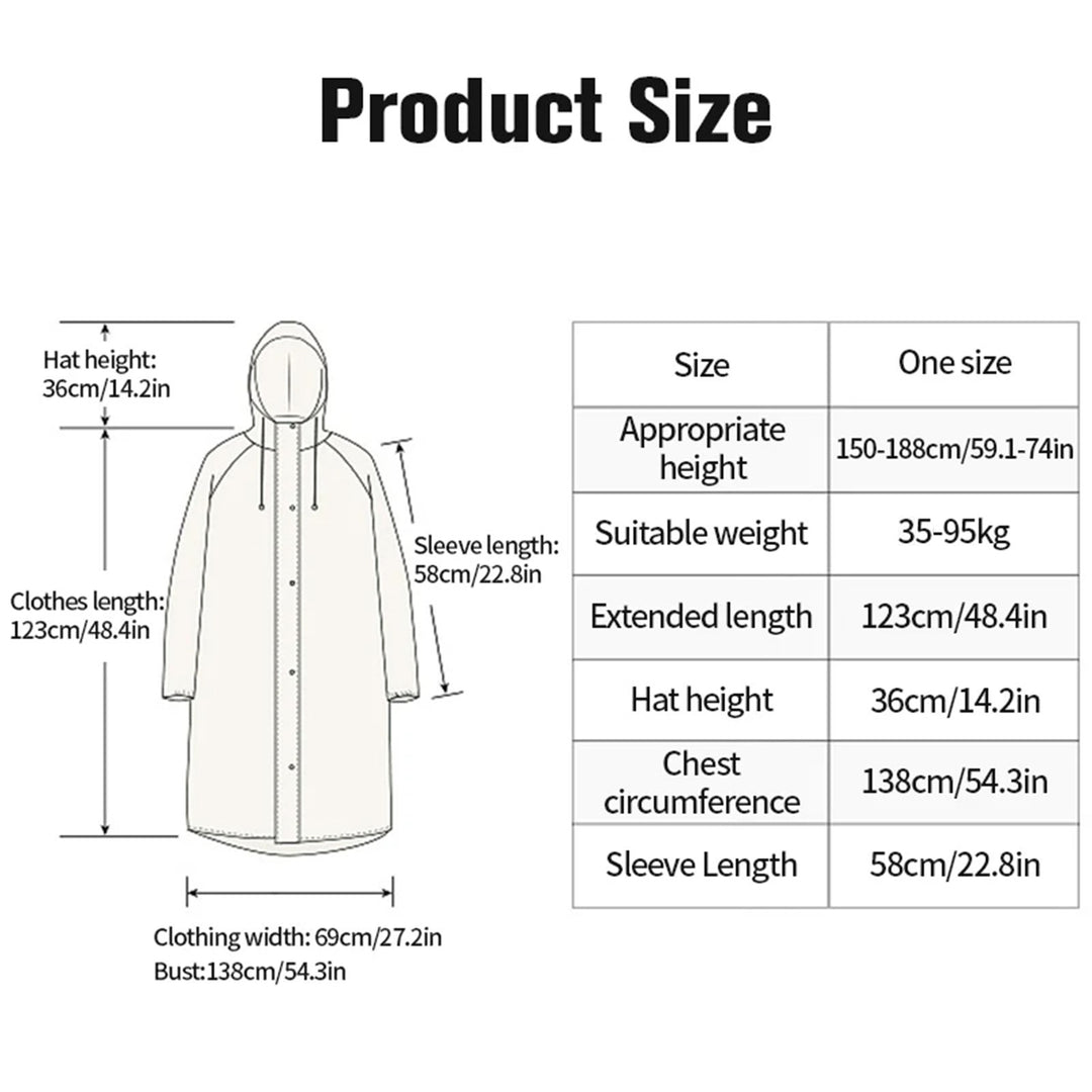 Adult Raincoat Hooded Mid-Length Waterproof Long Sleeve Rain Ponchos Drawstring Tear-Resistant Rain Gear for Daily Image 10