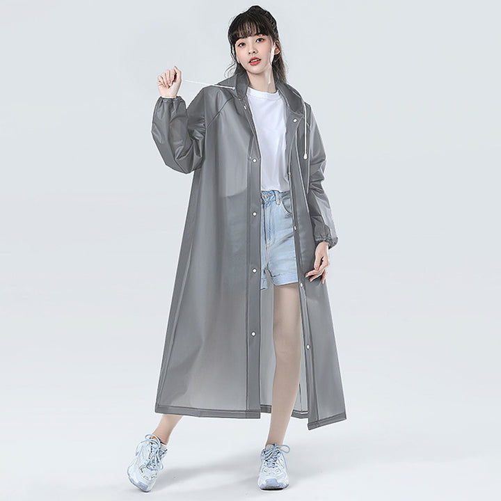 Adult Raincoat Hooded Mid-Length Waterproof Long Sleeve Rain Ponchos Drawstring Tear-Resistant Rain Gear for Daily Image 12