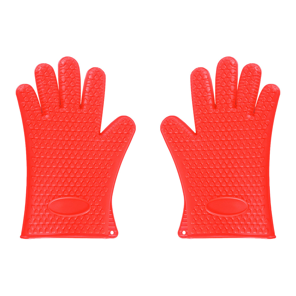 1 Pair Silicone Gloves Heat Resistant Oven Mitts with Quilted Liner Non-Slip Textured Grip Kitchen Gloves for BBQ Baking Image 2