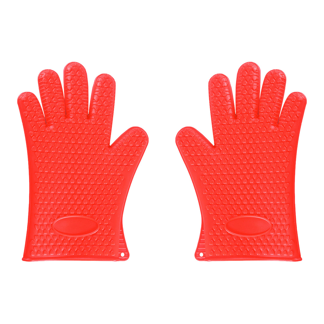 1 Pair Silicone Gloves Heat Resistant Oven Mitts with Quilted Liner Non-Slip Textured Grip Kitchen Gloves for BBQ Baking Image 2