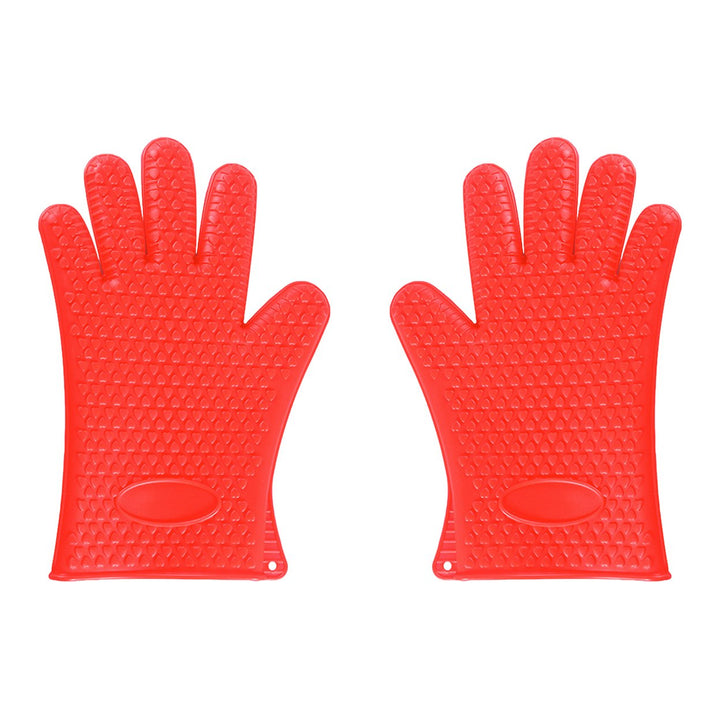 1 Pair Silicone Gloves Heat Resistant Oven Mitts with Quilted Liner Non-Slip Textured Grip Kitchen Gloves for BBQ Baking Image 1