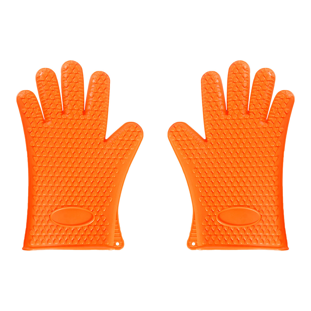 1 Pair Silicone Gloves Heat Resistant Oven Mitts with Quilted Liner Non-Slip Textured Grip Kitchen Gloves for BBQ Baking Image 4