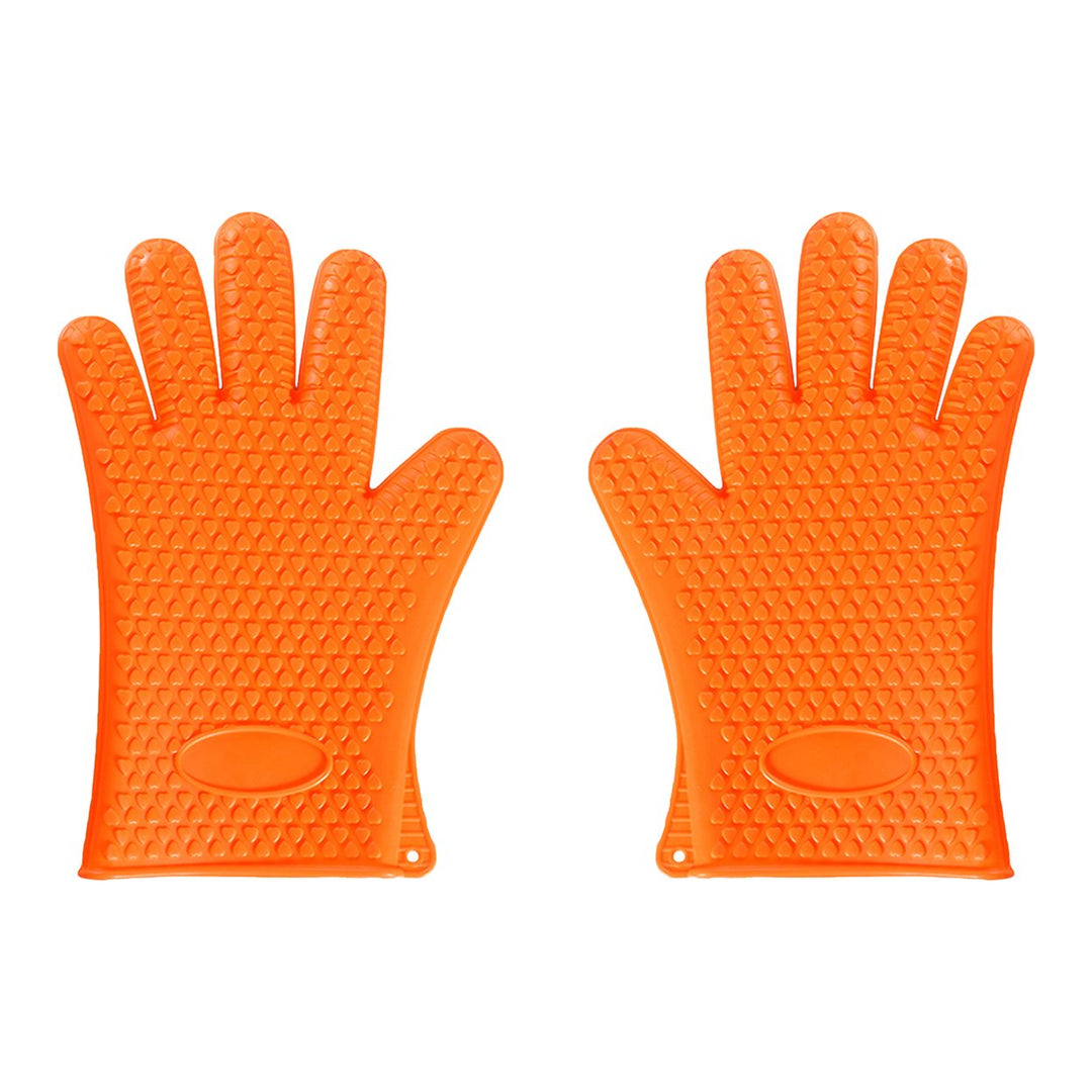 1 Pair Silicone Gloves Heat Resistant Oven Mitts with Quilted Liner Non-Slip Textured Grip Kitchen Gloves for BBQ Baking Image 1