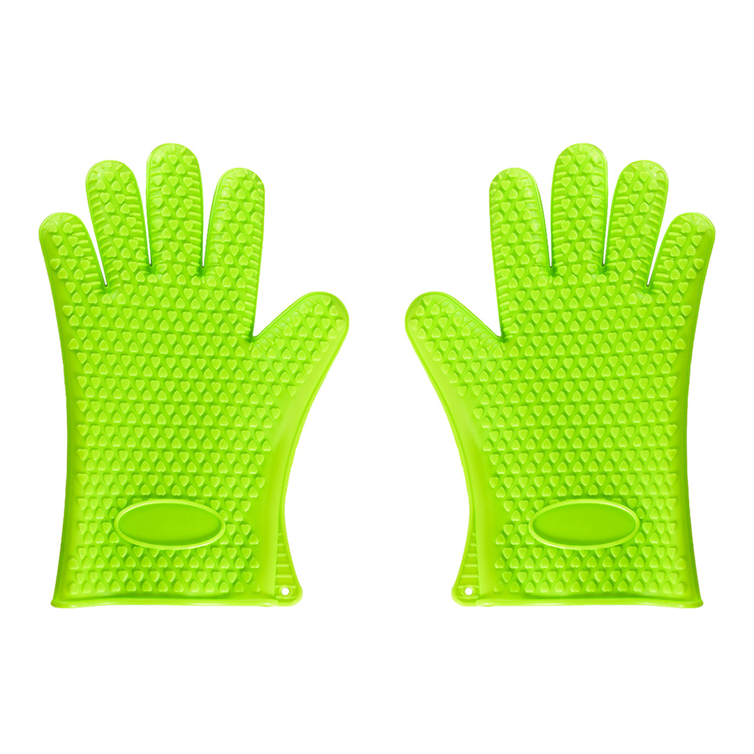 1 Pair Silicone Gloves Heat Resistant Oven Mitts with Quilted Liner Non-Slip Textured Grip Kitchen Gloves for BBQ Baking Image 4