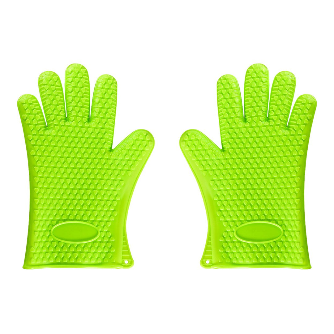 1 Pair Silicone Gloves Heat Resistant Oven Mitts with Quilted Liner Non-Slip Textured Grip Kitchen Gloves for BBQ Baking Image 1