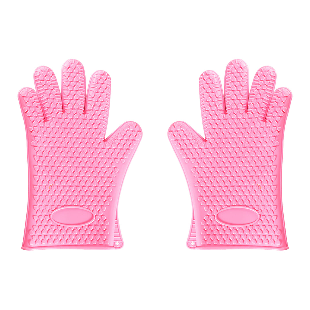 1 Pair Silicone Gloves Heat Resistant Oven Mitts with Quilted Liner Non-Slip Textured Grip Kitchen Gloves for BBQ Baking Image 6