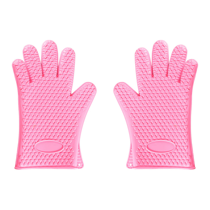 1 Pair Silicone Gloves Heat Resistant Oven Mitts with Quilted Liner Non-Slip Textured Grip Kitchen Gloves for BBQ Baking Image 6