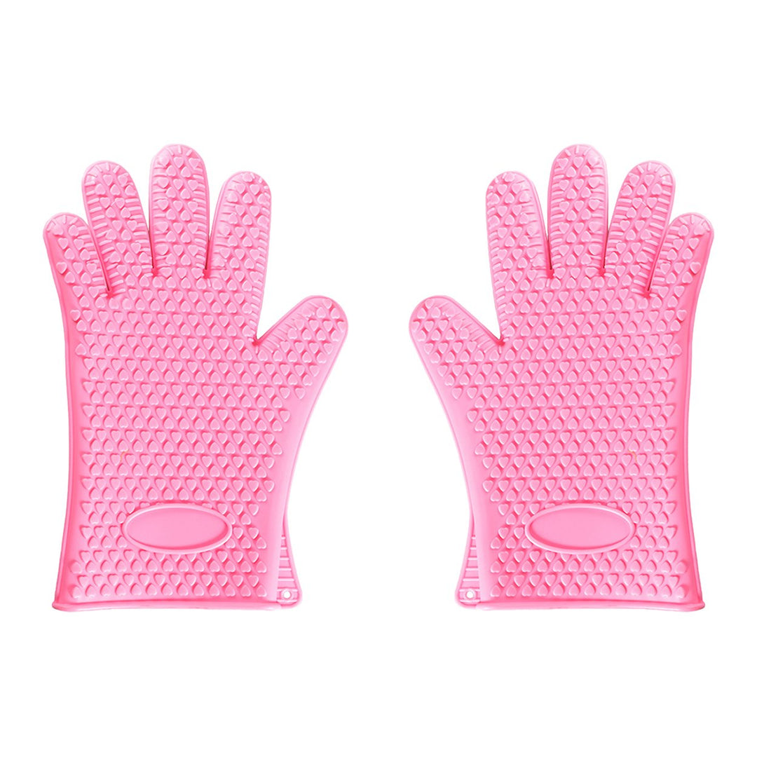 1 Pair Silicone Gloves Heat Resistant Oven Mitts with Quilted Liner Non-Slip Textured Grip Kitchen Gloves for BBQ Baking Image 1