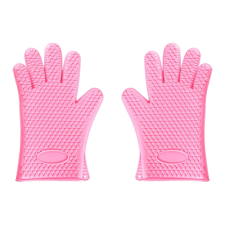 1 Pair Silicone Gloves Heat Resistant Oven Mitts with Quilted Liner Non-Slip Textured Grip Kitchen Gloves for BBQ Baking Image 1