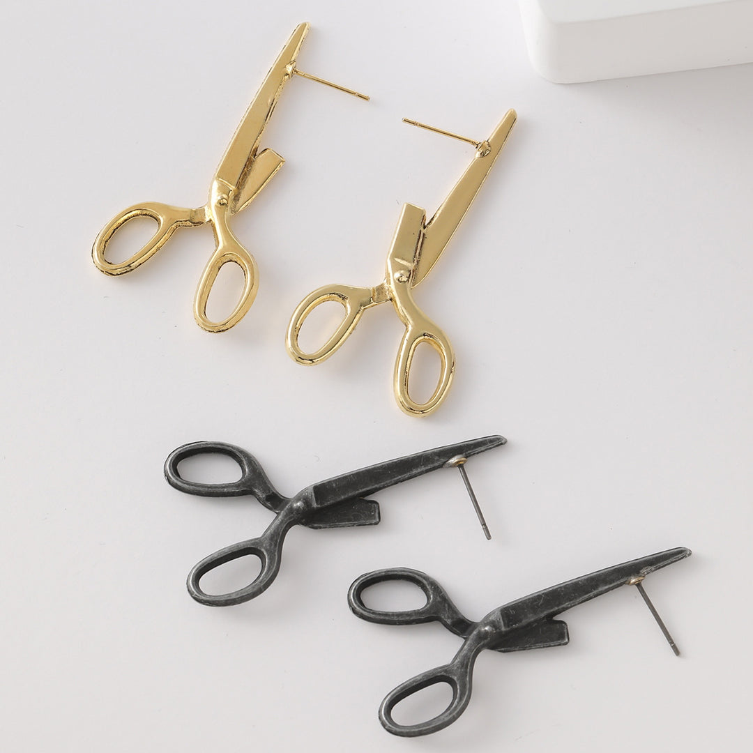 1 Pair Women Earrings Exaggerated Style Scissors Shape Retro Individual Anti-slip Daily Wear Special Occasions Club Ear Image 4