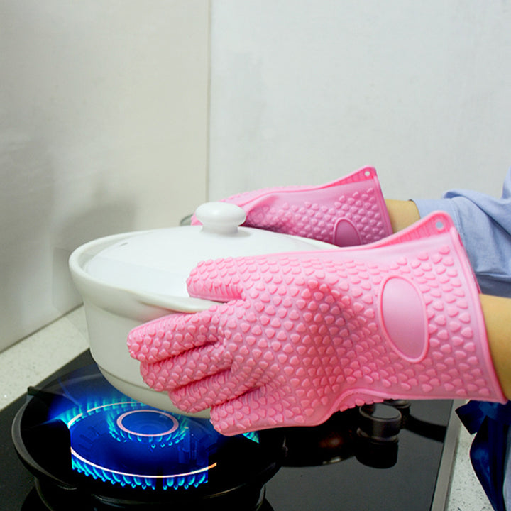 1 Pair Silicone Gloves Heat Resistant Oven Mitts with Quilted Liner Non-Slip Textured Grip Kitchen Gloves for BBQ Baking Image 10