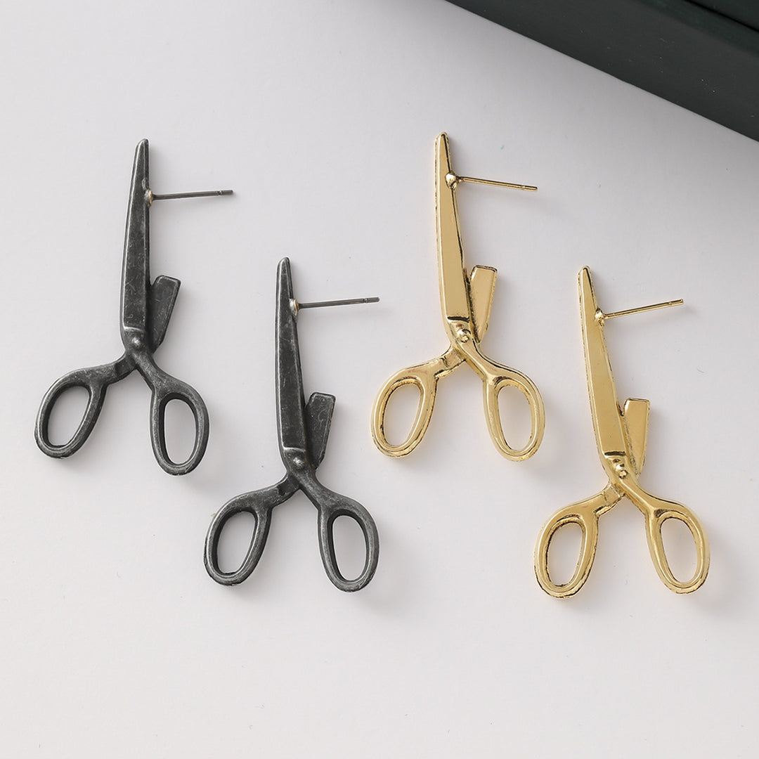 1 Pair Women Earrings Exaggerated Style Scissors Shape Retro Individual Anti-slip Daily Wear Special Occasions Club Ear Image 8