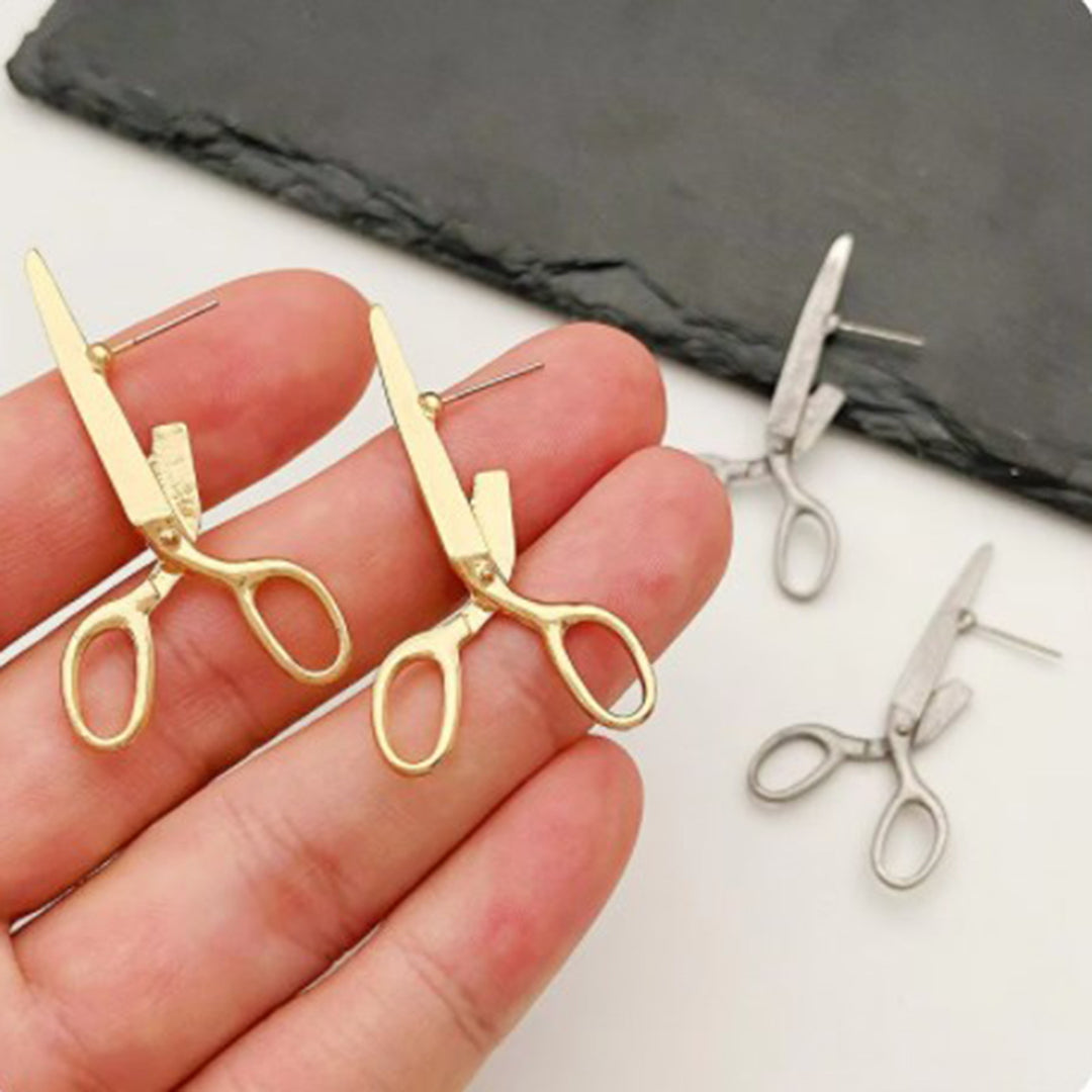 1 Pair Women Earrings Exaggerated Style Scissors Shape Retro Individual Anti-slip Daily Wear Special Occasions Club Ear Image 9