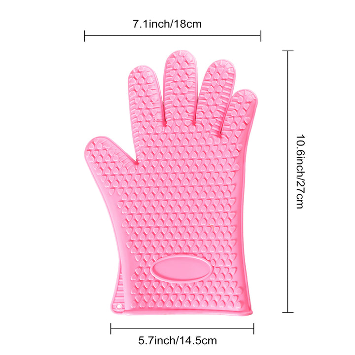 1 Pair Silicone Gloves Heat Resistant Oven Mitts with Quilted Liner Non-Slip Textured Grip Kitchen Gloves for BBQ Baking Image 11