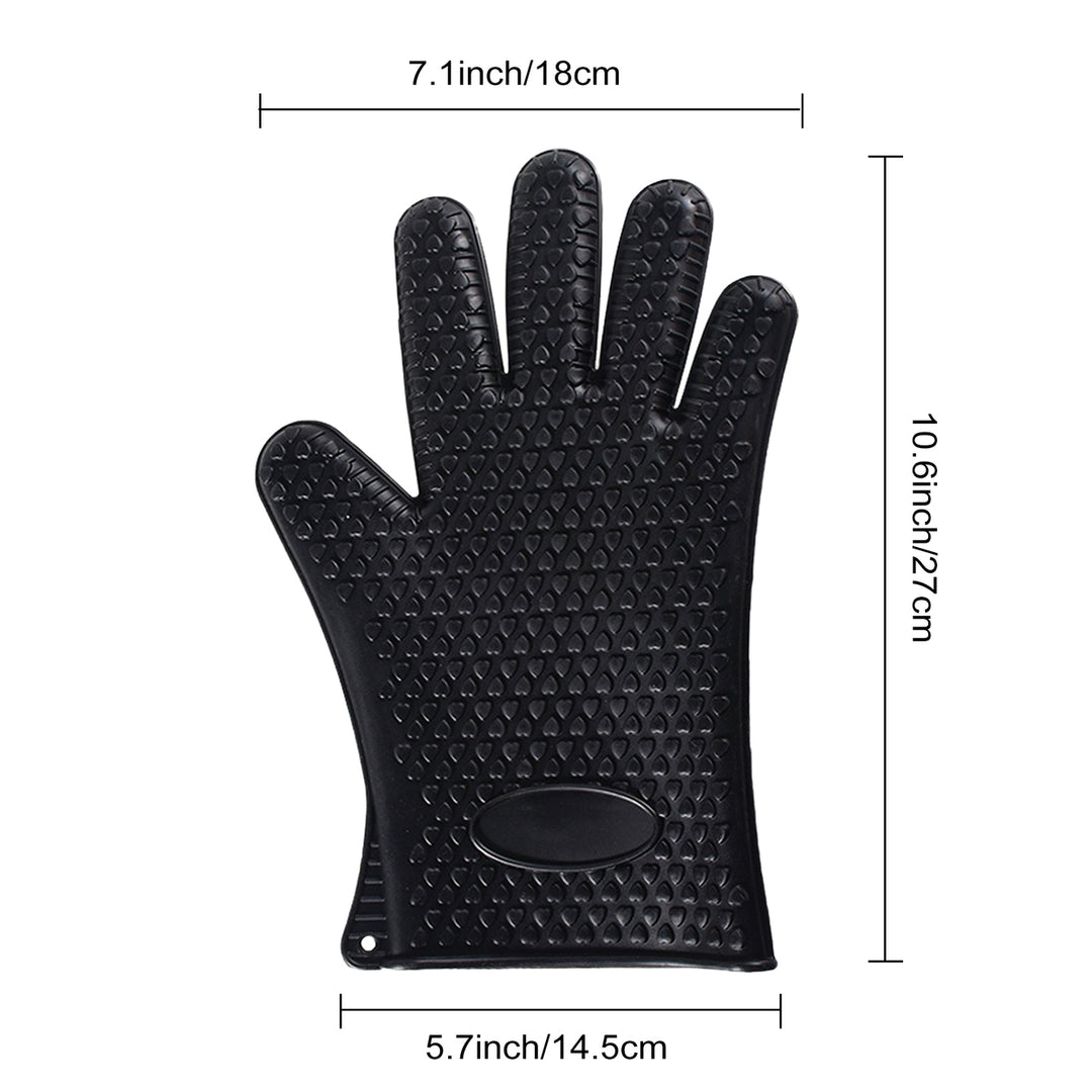 1 Pair Silicone Gloves Heat Resistant Oven Mitts with Quilted Liner Non-Slip Textured Grip Kitchen Gloves for BBQ Baking Image 12