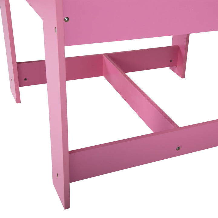 Hommoo Kids Activity Table and Chair Set with Storage Drawer Wood Study Play Desk for Toddler Pink Image 4