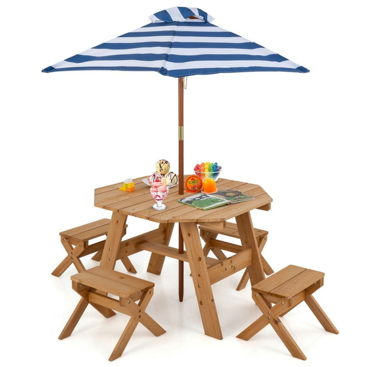 Hommoo Kids Wooden Table Set for Children Aged 3+ Years-Natural Small Folding Table for Arts and Crafts Snack Time Image 1