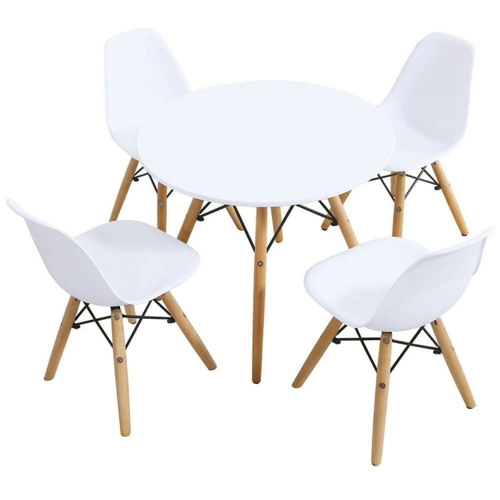 Hommoo 5 Pieces Kids Mid-Century Modern Table Chairs Set Small Folding Table for Arts and Crafts Snack Time Image 1