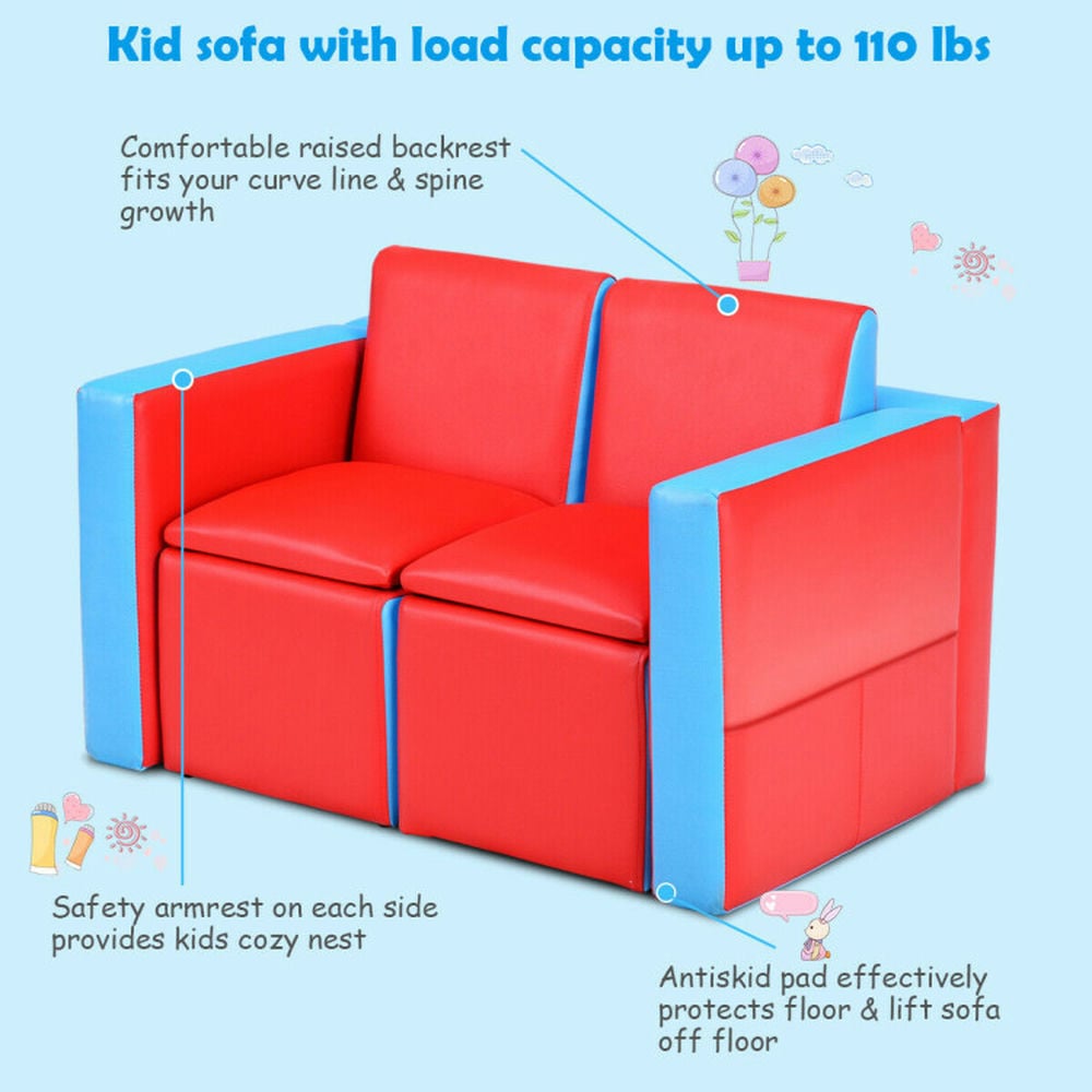 Hommoo Multi-functional Kids Sofa Table Chair Set Kids Chairs for Kids Image 4