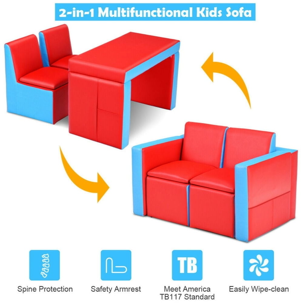 Hommoo Multi-functional Kids Sofa Table Chair Set Kids Chairs for Kids Image 4